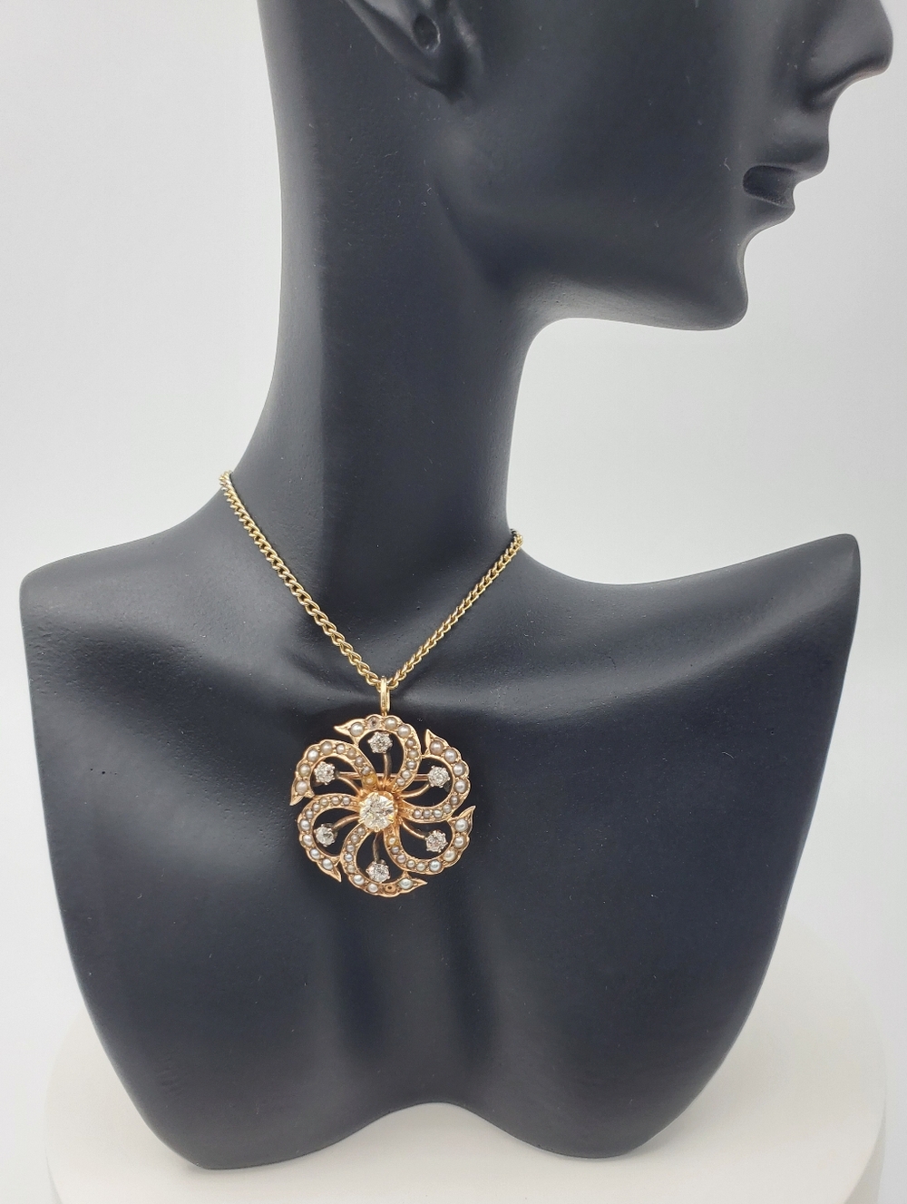 14k Rose Gold Victorian Brooch & Pendent 1.10 TCW Rose Cut Natural Diamonds - Picture 12 of 13